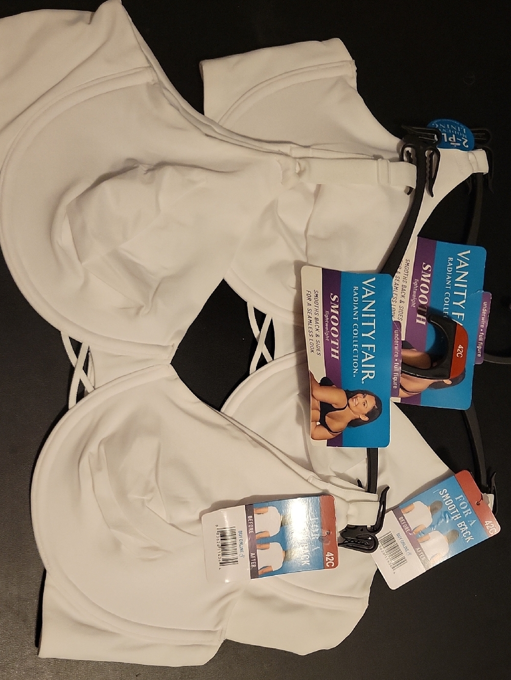 Vanity Fair White Seamless Underwire Bra - Smooth Support (42/C) (2pk)